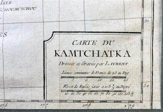 Антикварная старинная карта Камчатки гравюра